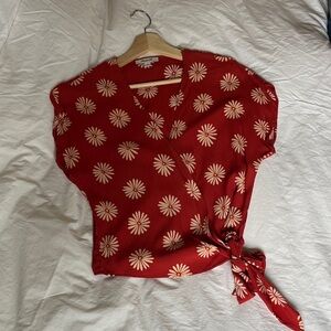 Madewell Wrap Top with Daisy Print